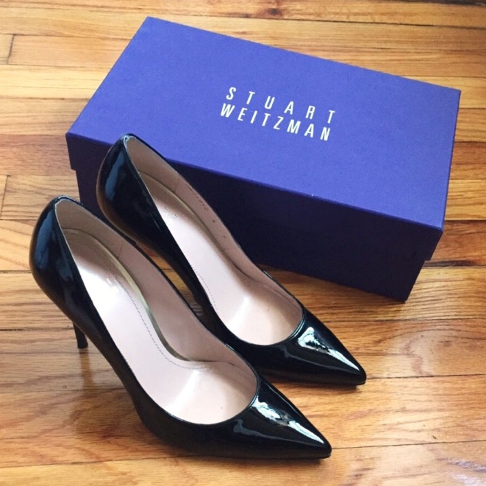 Stuart Weitzman Nouveau Black Pointy Toe Pumps - image 1